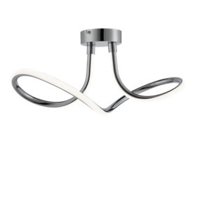 Ashby LED Curved Ceiling Lamp, Chrome