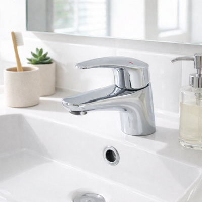 Ashby Mini Mono Basin Mixer Chrome - Compact Single Lever Bathroom Tap ...