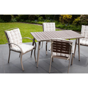 Ashdown 130cm x 70cm Outdoor Patio Table and 4 Chairs Dining Set - Seat Cushions Included