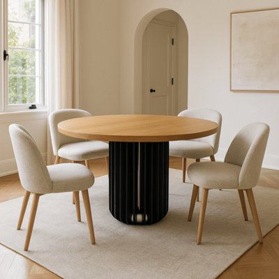 Ashford Blake Amberley Round Solid Oak Dining Table Vault Base - 170