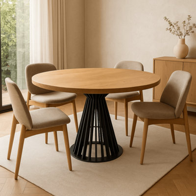 Ashford Blake Amberley Round Solid Oak Dining Table Vault Base - 170