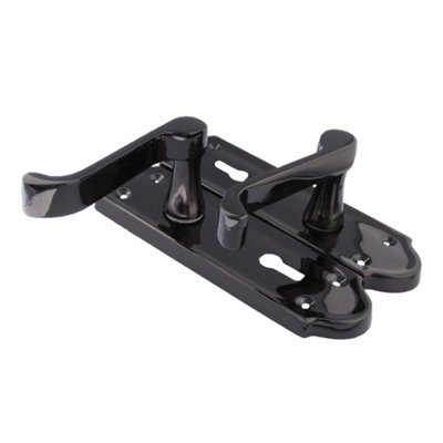 ASHFORD DOOR HANDLE KEY LOCK SCROLL LEVER - BLACK NICKEL KEY LOCK HINGE ...
