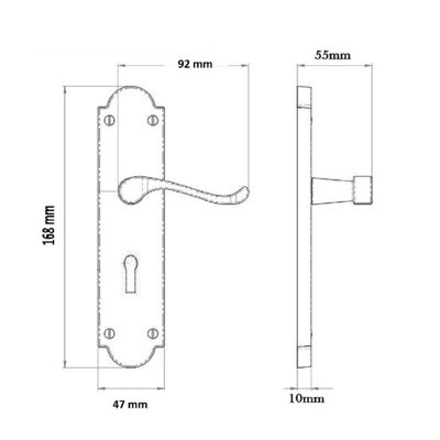 Ashford Door Handle Key Lock Scroll Lever - Black Nickel