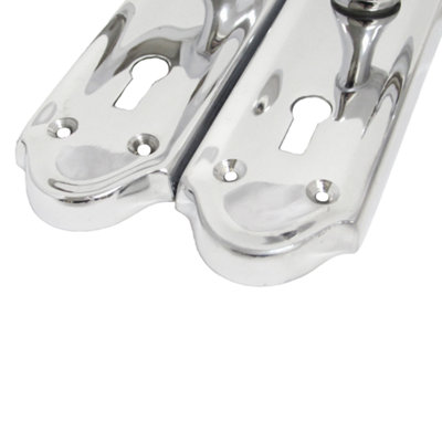 Ashford Door Handle Key Lock Scroll Lever - Chrome Key Lock Hinge Pack