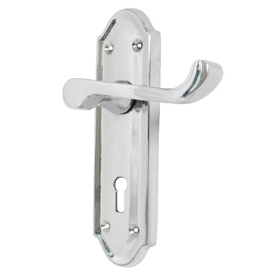 Ashford Door Handle Key Lock Scroll Lever - Chrome Key Lock Pack