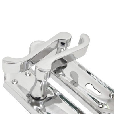 Ashford Door Handle Key Lock Scroll Lever - Chrome Key Lock Pack