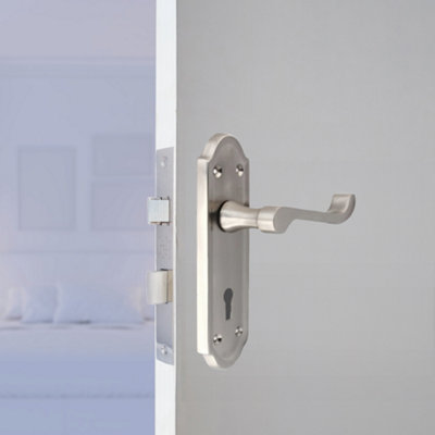 Ashford Door Handle Key Lock Scroll Lever - Satin Key Lock Pack