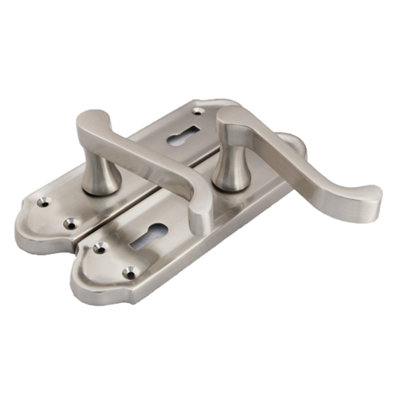 Ashford Door Handle Key Lock Scroll Lever - Satin Key Lock Pack