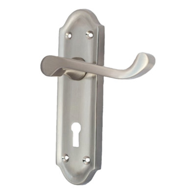 Ashford Door Handle Key Lock Scroll Lever - Satin Key Lock Pack