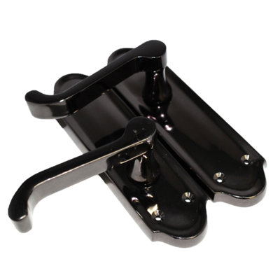Ashford Door Handle Latch Scroll Lever - Black Nickel Latch Pack