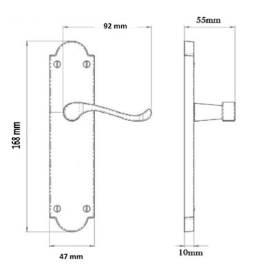 Ashford Door Handle Latch Scroll Lever - Black Nickel Latch Pack
