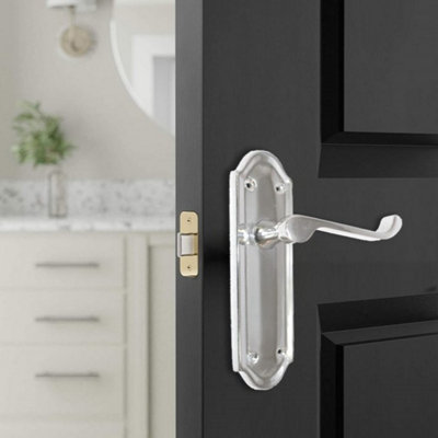 Ashford Door Handle Latch Scroll Lever - Chrome Latch Pack