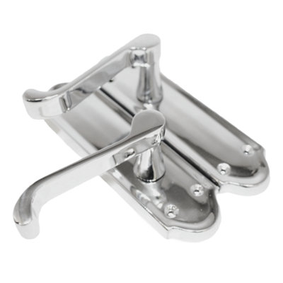 Ashford Door Handle Latch Scroll Lever - Chrome Latch Pack