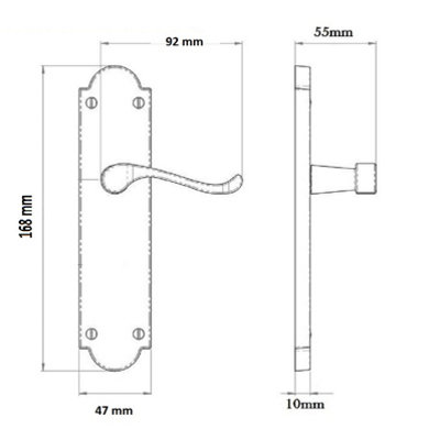 Ashford Door Handle Latch Scroll Lever - Matt Black Latch Pack