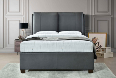 Ashleigh 5ft Double PU Pillowback Grey Ottoman Bed