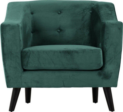 Ashley 1 Seater Sofa Chair Upholstered in Green Velvet Fabric 2