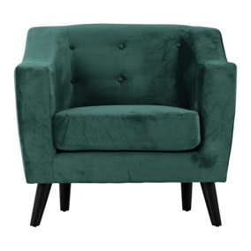 Ashley 1 Seater Sofa - L74 x W87 x H85 cm - Green Velvet Fabric