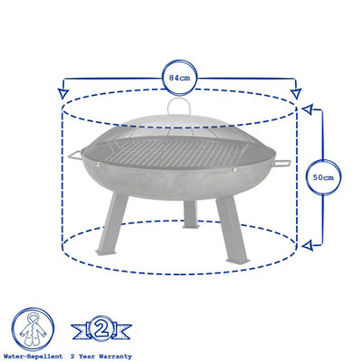 Ashley - 1x Black 85cm Round Heavy-Duty Fire Pit Cover