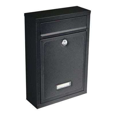 Ashley - 1x Black Modern Steel Plated Post Box