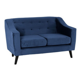 Ashley 2 Seater Sofa - L74 x W146 x H85 cm - Blue Velvet Fabric