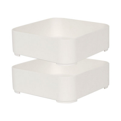Ashley 2x Plastic Stackable Storage Bins - 15cm x 15cm x 5cm - White
