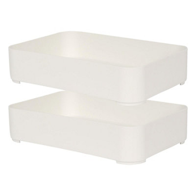 Ashley 2x Plastic Stackable Storage Bins - 23cm x 15cm x 5cm - White