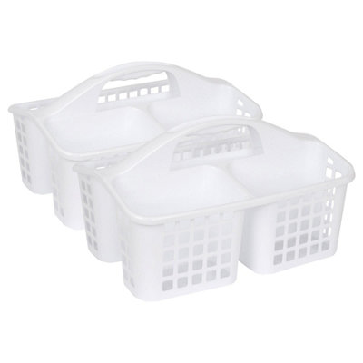 Ashley 2x Plastic Stackable Storage Caddies - 32cm x 23cm x 18.5cm - White