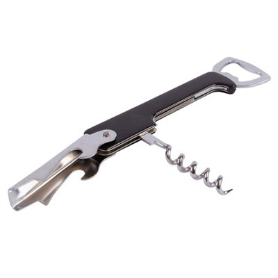 Ashley - 3-in-1 Metal Corkscrew & Bottle Opener - Black