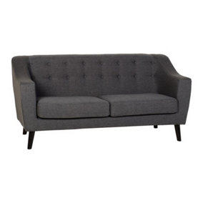 Ashley 3 Seater Sofa - L74 x W174 x H85 cm - Dark Grey Fabric