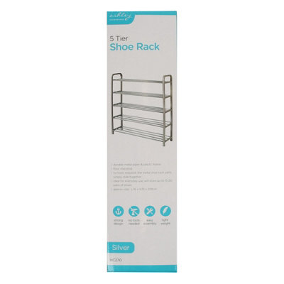 Ashley 5-Tier Metal Shoe Rack - Silver