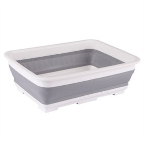 Ashley - Collapsible Plastic Washing Up Bowl - 7L - White/Grey