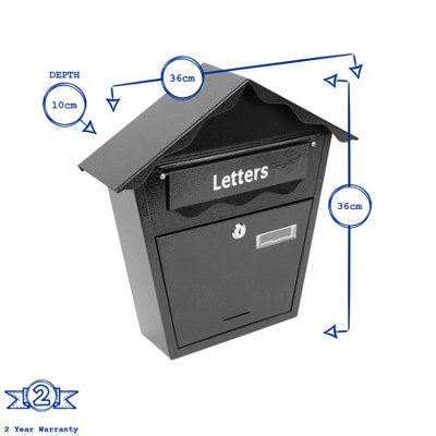 Ashley Vintage Steel Plated Post Box - Black
