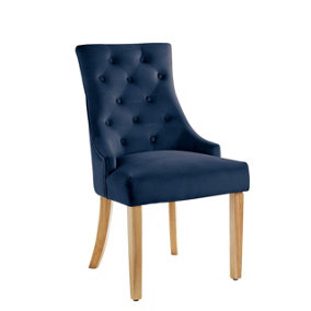 Ashton Dining Chair - Comfortable Cushioned Home or Office Seat with Plush Velvet Upholstery & Buttoned Backrest - Midnight