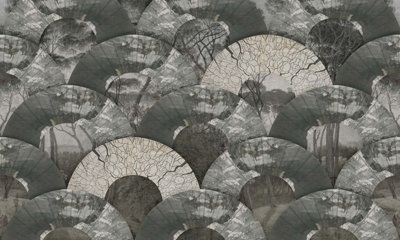 Asian wallpaper in dark grey - 4 x 2,7 m