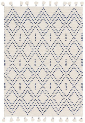 Asiatic Nepal Cream Blue Diamond Rug-120cm X 170cm