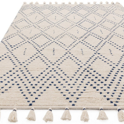 Asiatic Nepal Cream Blue Diamond Rug-120cm X 170cm