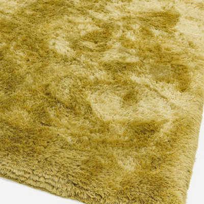 Asiatic Plush Yellow Plain Shaggy Rug-70cm X 140cm