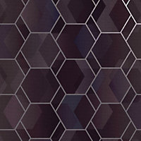 Asik Geo Wallpaper Purple / Silver Holden 13003