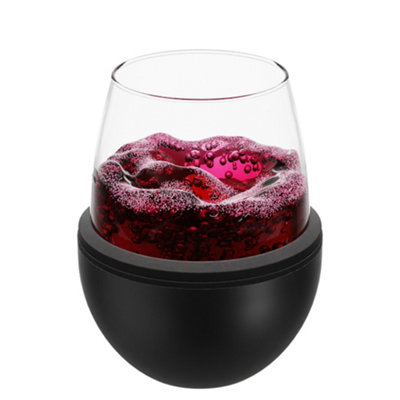 Asobu Stemless Wine Glass with Insulated Stainless Steel Sleeve 444ml Black