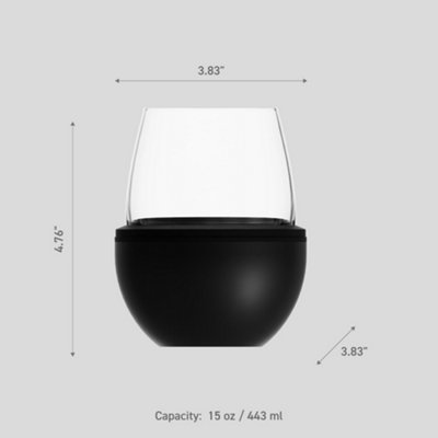 Asobu Stemless Wine Glass with Insulated Stainless Steel Sleeve 444ml Black