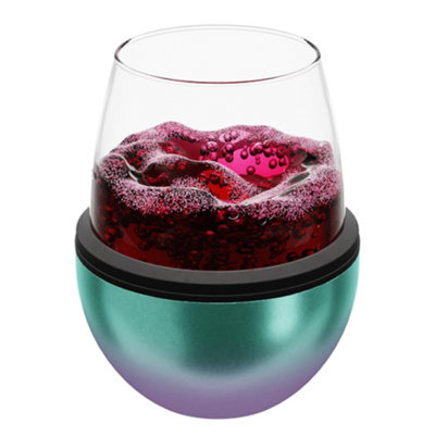 Asobu Stemless Wine Glass with Insulated Stainless Steel Sleeve 444ml Unicorn/Teal