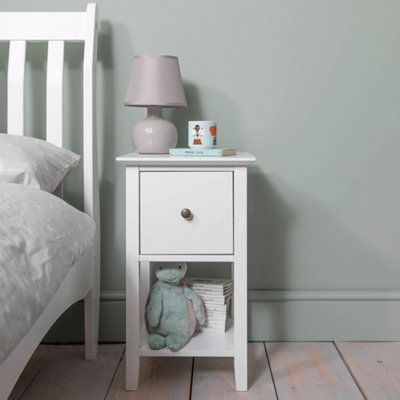 Asora Bedside Table with Drawer in Classic White