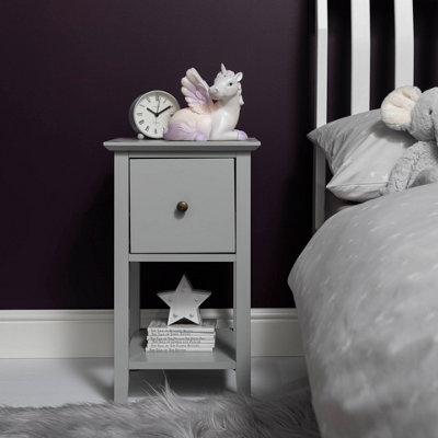 Asora Bedside Table with Drawer in Silk Grey