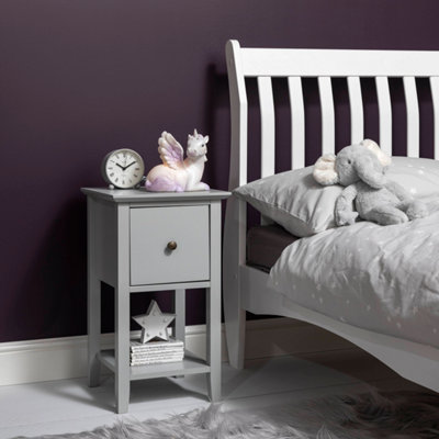 Asora Bedside Table with Drawer in Silk Grey