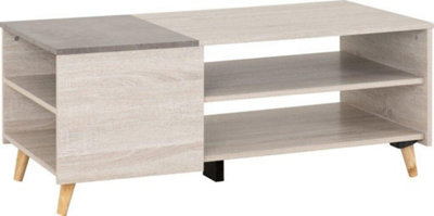 Aspen Coffee Table in White Oak and Stone Effect Finish This range comes flat-packed for easy home assembly