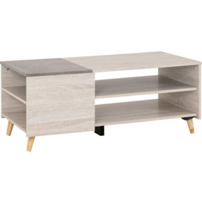 Aspen Coffee Table in White Oak and Stone Effect Finish This range comes flat-packed for easy home assembly
