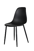 Aspen curve chairs black plastic seat with black metal legs (PAIR)
