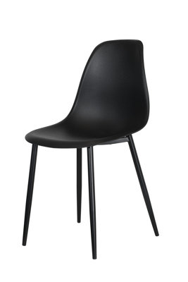 Aspen curve chairs black plastic seat with black metal legs (PAIR)