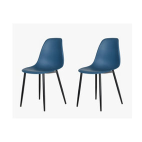 Aspen curve chairs, blue plastic seat with black metal legs (PAIR)