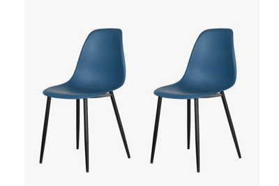 Aspen curve chairs, blue plastic seat with black metal legs (PAIR)